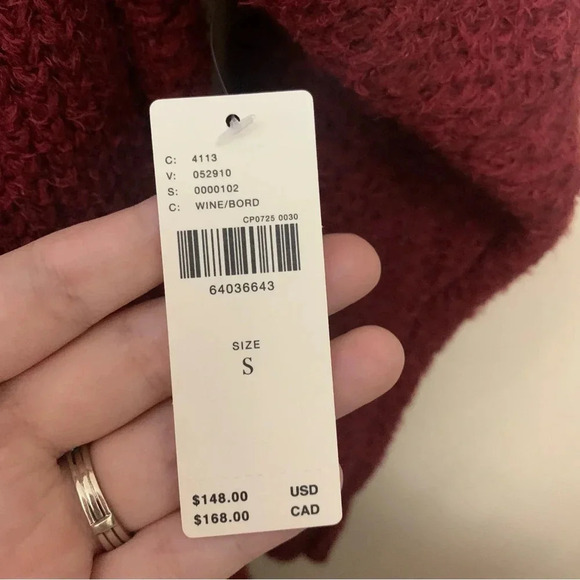 Anthropologie Pilcro Eyelash Cardigan Size Small Wine Red NWT New - Picture 12 of 16